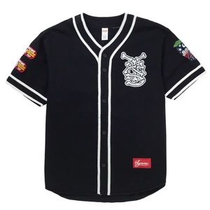 SUPREME DENIM BASEBALL JERSEY (black)